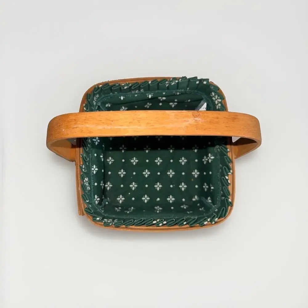 Longaberger 1994 Biscuits Basket Evergreen Cloth Liner No Plastic Liner 7x7”